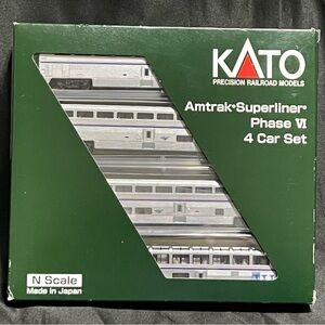 Kato 106-3516 Superliner I 4 Car Set B Amtrak Phase VI N Scale.